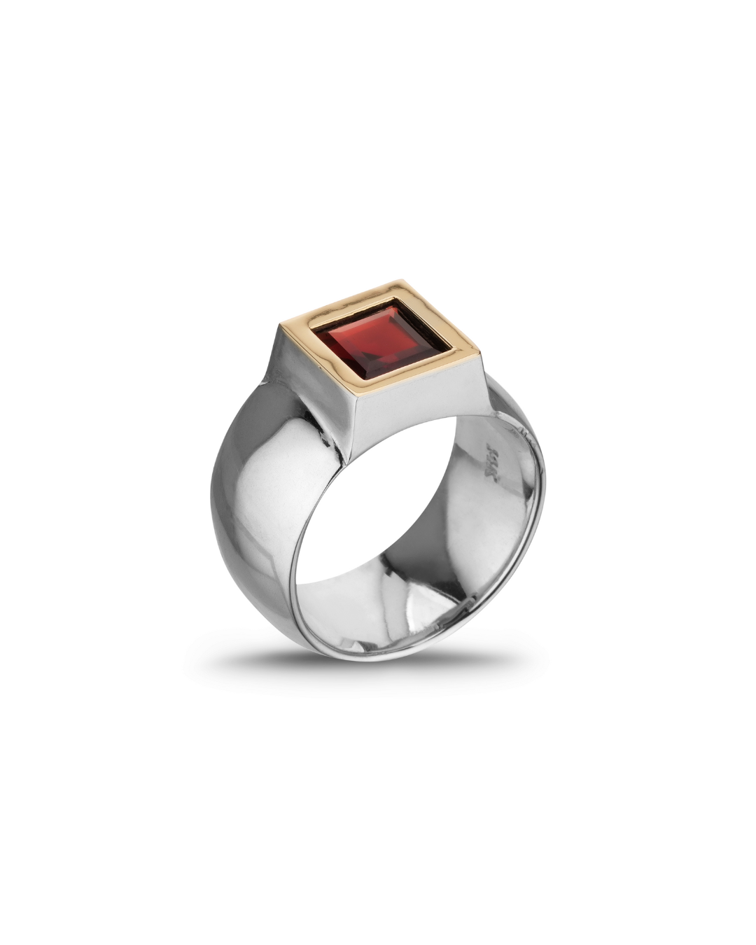 Cubo — Ring 925 Silber mit Topas oder Granat & 14K Gold