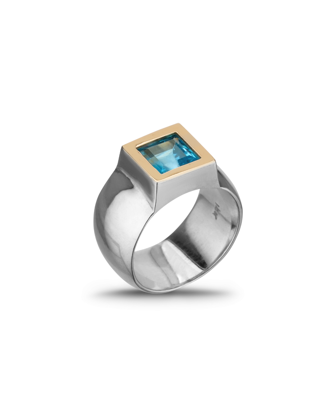 Cubo — Ring 925 Silber mit Topas oder Granat & 14K Gold